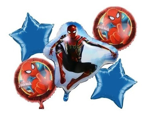 Kits 5pz Globos Metalicos De Spiderman Marvel Hombre Araña Color Kit-02