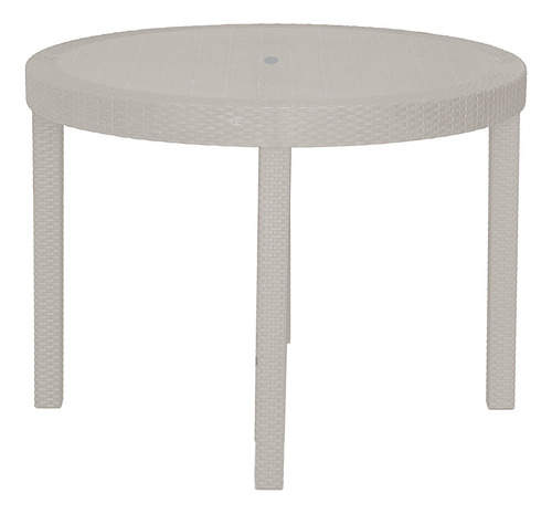 Mesa Redonda Desarmable Plástica Con Textura Ratán Blanco
