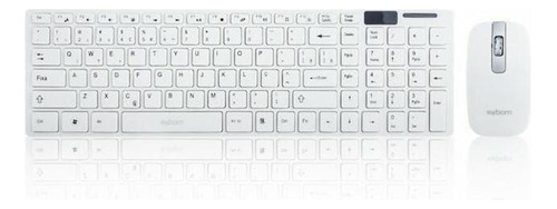 Teclado E Mouse Exbom Bk-s1000 Sem Fio 2.4ghz Branco Portugués Brasil