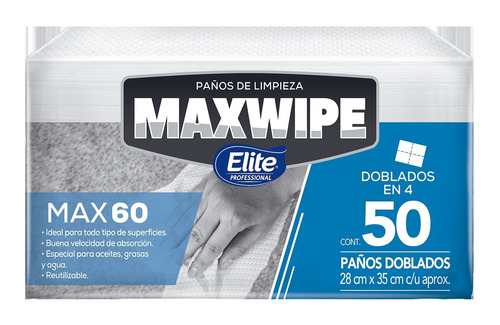 Imagen 1 de 1 de Paño de limpieza Elite Professional Maxwipe 60 reutilizable 50 u
