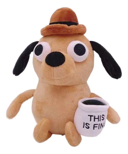 Peluche Perro Con Taza Meme This Is Fine 25 Cm 