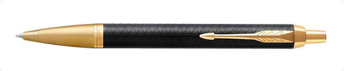 Bolígrafo Im Premium Negro Labrado Detalles Dorados Color de la tinta Azul