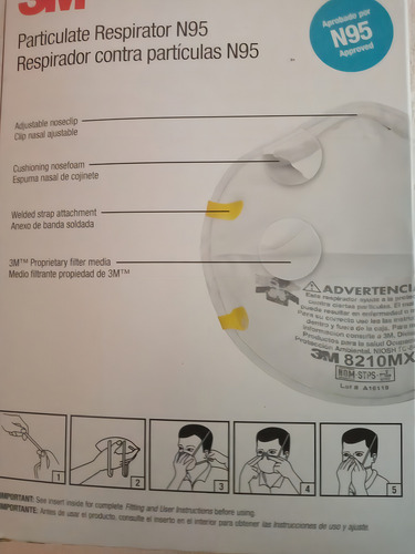 Máscara Respiratoria Media Cara Descartable 3m 8210 Talla U De Epe