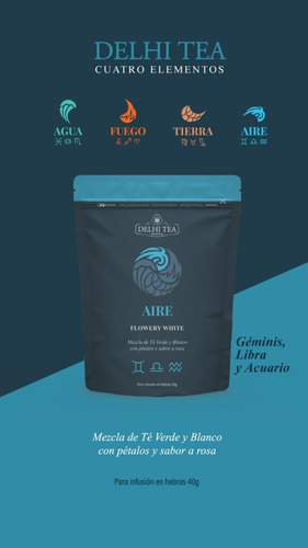 Imagen 2 de 5 de Te Hebras Delhi Tea Aire - Flowery White Doypack X 40g