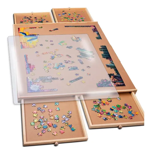 Tablero Puzzle Malau Para 1000 Piezas | Con Cajones Y Funda | Plegable Y Portátil Con Soporte Inclinado