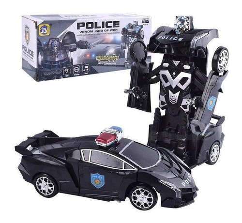 Brinquedo Carro Polícia 2 Em 1 Transformers Robô