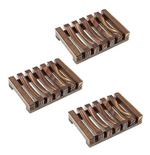 Kufung Tray De Jabón, 3 Piezas De Madera De Jabón De X5lgr