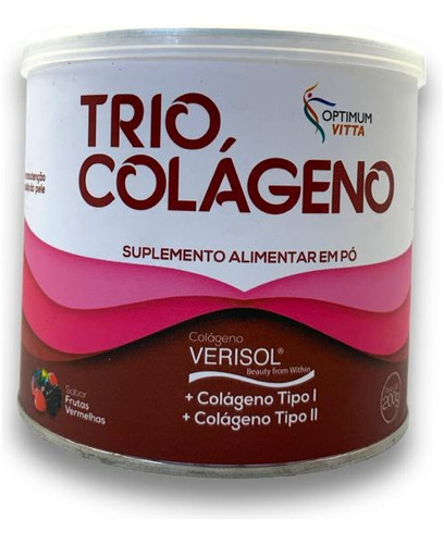 Suplemento Alimentar Em Pó Colágeno Tipo 1 E 2 + Verisol Sabor Frutas vermelhas