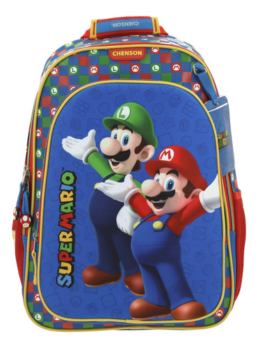 Mochila Super Mario Bros Y Luigi Estampado Multicolores Primaria Mb65967 Chenson