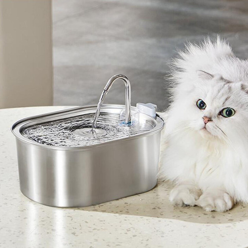 Fuente De Agua De Acero Inoxidable Para Gatos, Bebedor