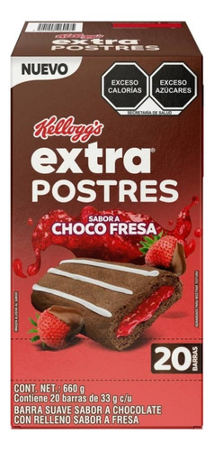 Barra Suave Kellogg's Extra Postres Sabor Choco Fresa 20pz