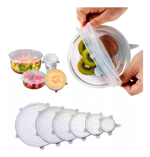 Tapas Silicona Multiuso Set X6 Reutilizables Ajustable Cocin