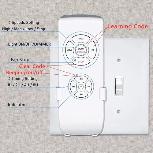 Kit de control remoto universal para ventilador de techo 3 en 1,  temporizador de luz y velocidad, control remoto inalámbrico y kits de  receptor para