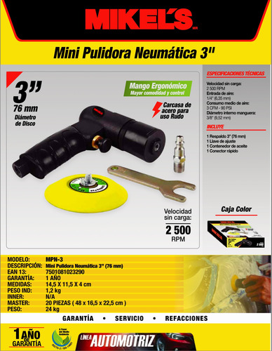 Mini Pulidora Neumatica 3 Mikels Mpn-3