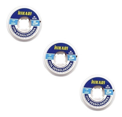 Imagem 1 de 3 de 3un Fita Dessoldadora Malha Hk120 - 05 Hikari 1,5m X 3,0mm