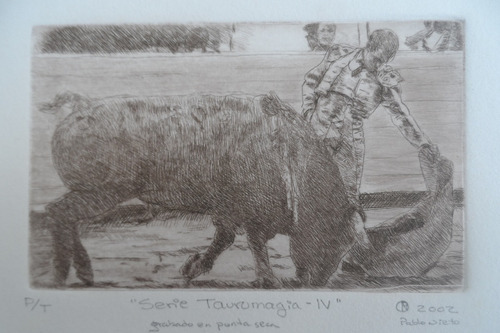 Grabado Taurino Torero Desmayando La Mano Tauromaquia Toro