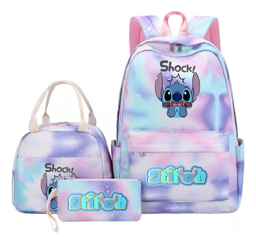 Mochila Escolar Toca Boca Con Dibujos Animados, Bolsa Para L Color 01 Diseño de la tela Three-Piece Set: Double-Layer Schoolbag Satchel Pencil Case