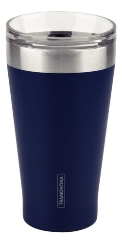 Vaso Térmico Tramontina Exata Acero Inox Azul Tapa 550 Ml