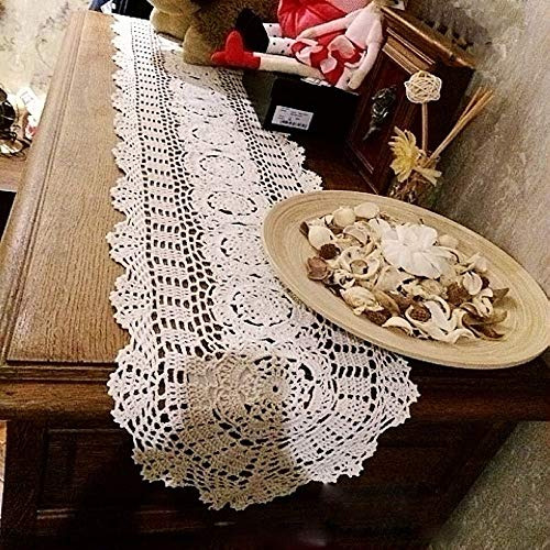 Kepswet 100% Algodón Hecho A Mano Crochet Encaje Oval Table