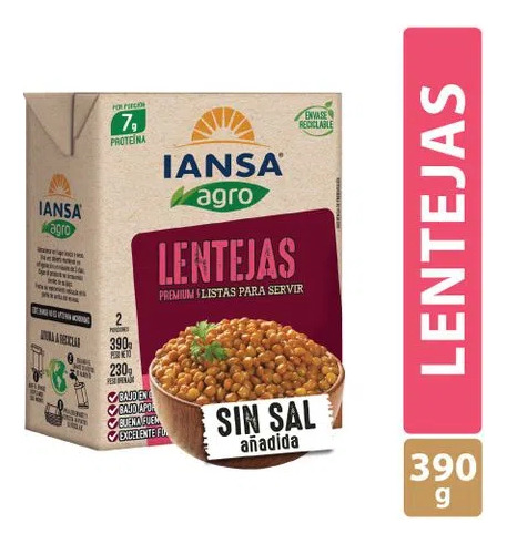 Lentejas Premium Tetrapack Iansa 390gr(6 Unidad)super