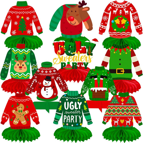 Ugly Sweaters Centros De Mesa De Panal Decoraciones Navideña