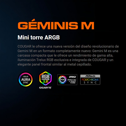 Armário de computador desktop Cougar Gemini Gemini M Iron Grey preto