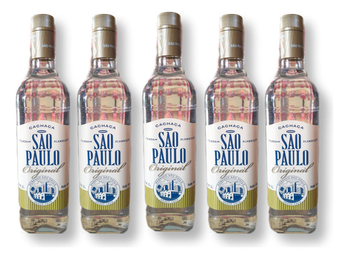 Cachaça São Paulo Original 1000ml Kit C/5 Garrafas Paraiba