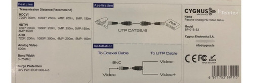 Imagen 4 de 8 de Balun Pasivo Cygnus Bornera A Presion 8 Mpx 4k Cctv Utp Dvr