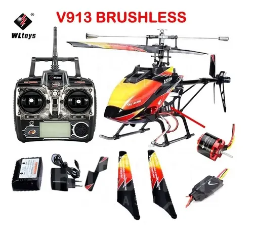 Helicóptero V913 Motor Brushless 4ch Wltoys Bateria Lipo Helicóptero V913 Motor Brushless 4ch Wltoys Bateria Lipo