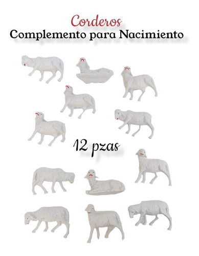 Corderos, Complemento Nacimiento Navideño De 12pzas.