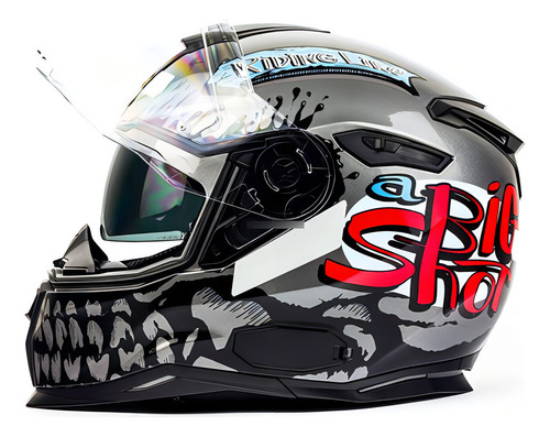 Casco Nexx Sx100 Bigshot gris con visera solar y casco Pinlock, talla 60/L