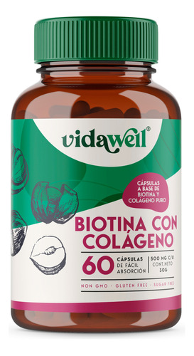 Biotina, Colágeno Y Vitamina C De 60 Cápsulas | Vidawell®