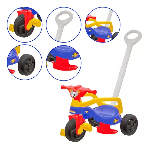 Triciclo Infantil Motoca Mickey com Empurrador e Proteção Xalingo