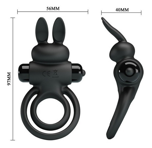 Anillo para pene con orgasmo duro para erección, vibratorio, color negro