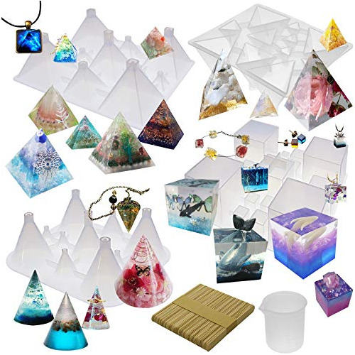 Pyramid Cone Cube Geometric Resin Moldes De Silicona Pa...