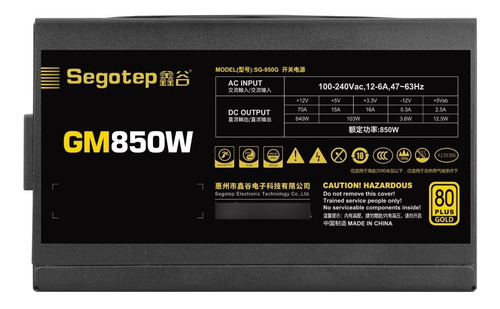 Imagen 4 de 10 de Fuente Gamer Segotep Gm850w 80 Plus Oro Full Modular !