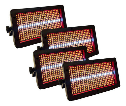 Kit 4 Mini Strobo Led St-336-a Rgbw Dmx Dj Efeito De Luz