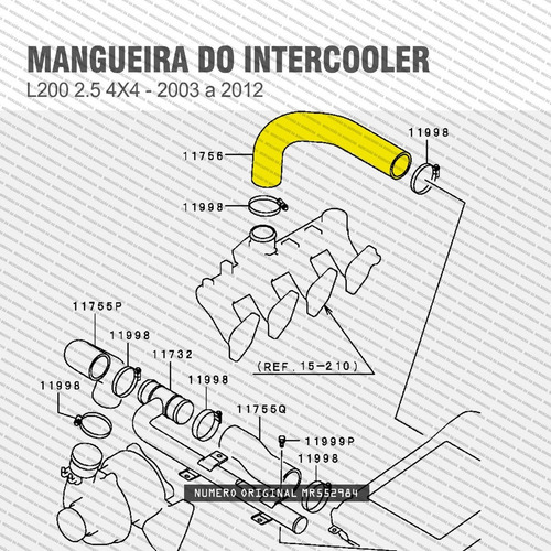 Mangueira Intercooler Para Mitsubishi L200 2.5 Hpe Sport