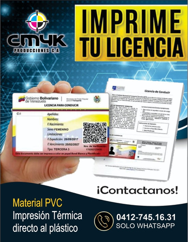 Imagen 2 de 2 de Impresion Carnet Pvc