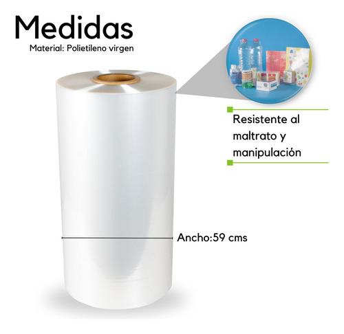 Rollo De Polietileno Termoencogible De 23 Pulgadas Virgen