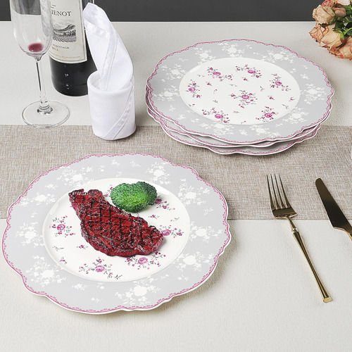 Conjunto De 4 Pratos De Jantar De Porcelana Fanquare De 10 P