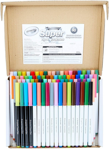 Crayola Super Tips, Marcadores Lavables, 80 Unidades
