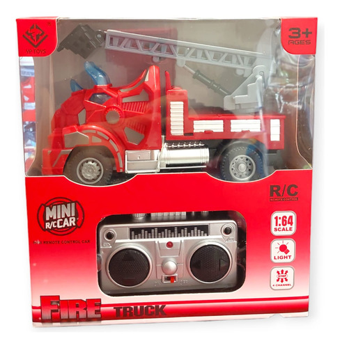 Mini Camion De Bomberos Con Control Remoto Esc 1:64 Con Luz