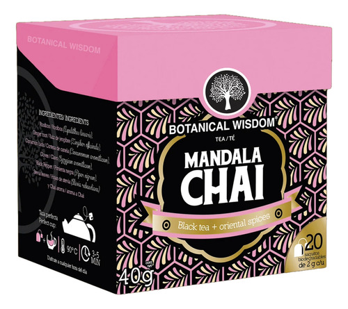 Te Mandala Chai Oriental Spices Botanical Wisdom Therbal Caja Con 20 Sobres de 2 Gramos Cada Uno