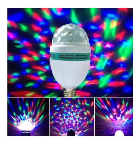 Luz Foco Rgb Led Disco Giratorio Efecto Crystal Ball Colores