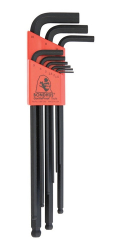 Jgo 9 Llaves Hex Xtr Largas P/bola 1.5 - 10mm. Bondhus 16099