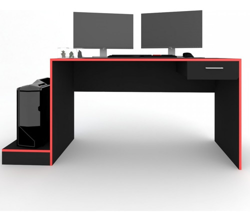 Mesa Gamer Stone Ideal Para 2 Monitores Preto/vermelho Cor Vermelho