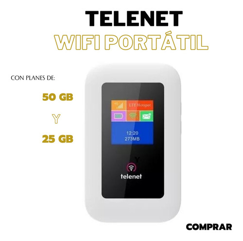 Telenet Wifi Display Portátil 4g Lte Liberado Navega 50gb