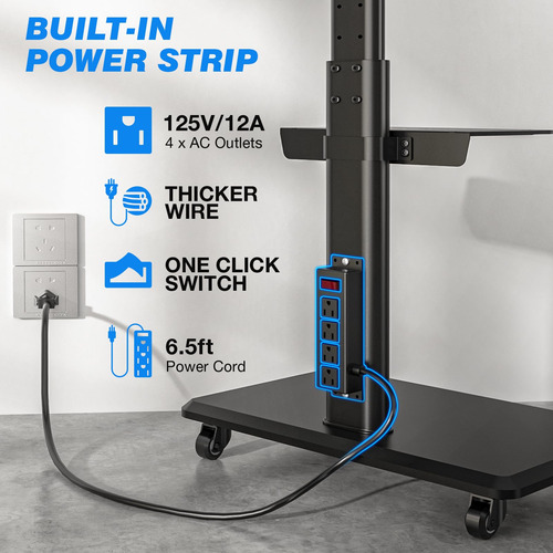 Soporte De Tv Rodante Altura Ajustable Para 32 A 70 Pulgadas