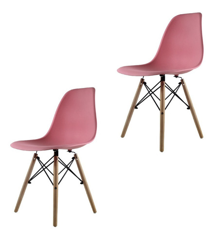 Set 2 Sillas Eames Mundo In Oslo Para Comedor Color De La Estructura De La Silla Rosa Color Del Asiento Rosa